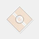 Perzik, wit gestreept patroon bruiloft servetten (Hoek)