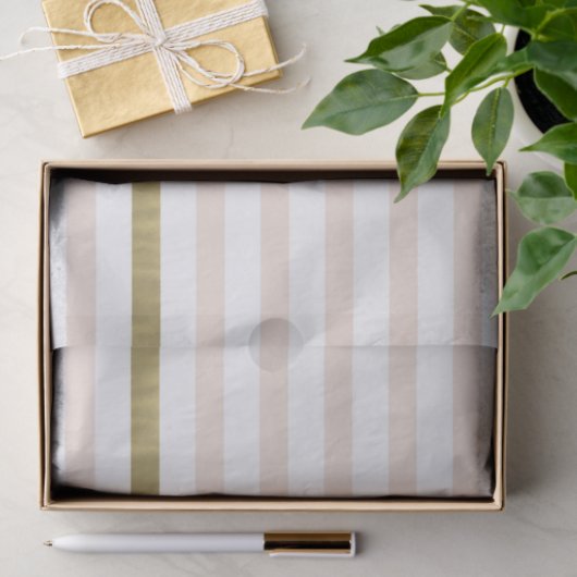 Perzik Wit Goud Strepen Tissuepapier (Geschenk)
