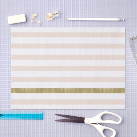 Perzik Wit Goud Strepen Tissuepapier (Craft)