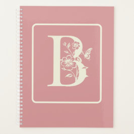 Perzik Wit monogram initialen naam minimalist 2024 Planner