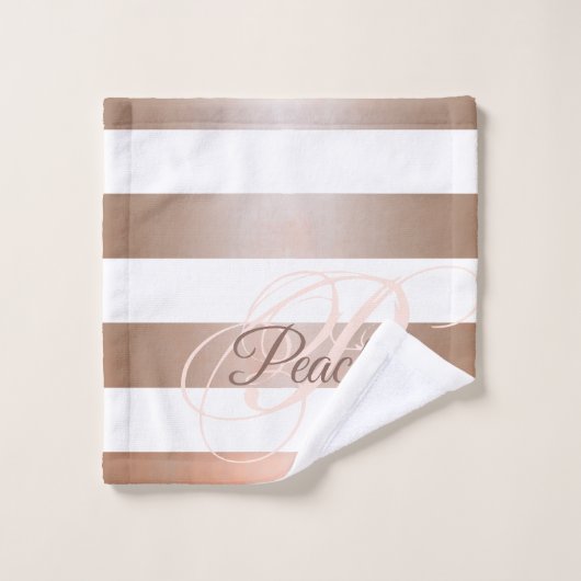 Perzik wit nummer rustiek Abstract monogram Bad Handdoek (Wasdoekje)