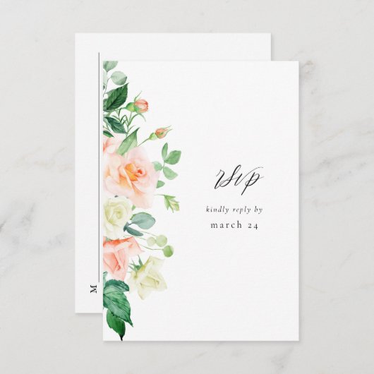 Perzik & witte Bloemen w Maaltijd RSVP V3 (Voorkant / Achterkant)