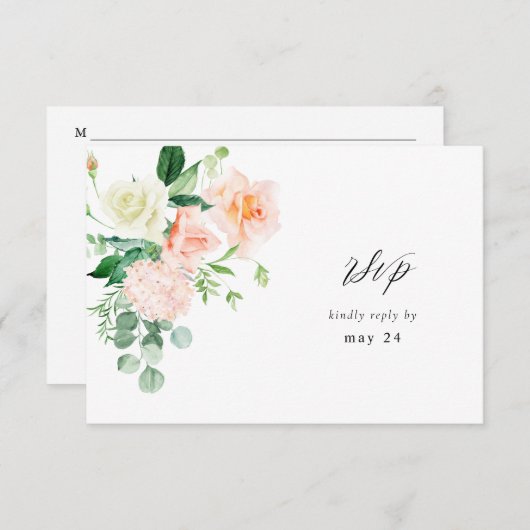 Perzik & witte Bloemen w Maaltijd RSVP V3 2 (Voorkant / Achterkant)