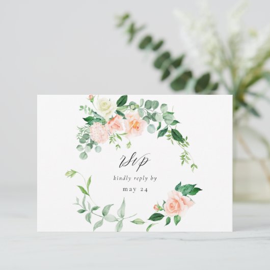 Perzik & witte Bloemen w Maaltijd RSVP V3 3 (Staand voorkant)