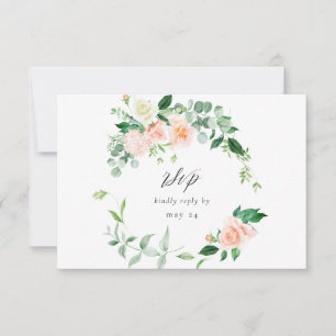 Perzik & witte Bloemen w Maaltijd RSVP V3 3 Kaartje