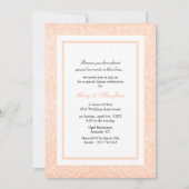 Perzik & Witte Damast Huwelijksjubileum Uitnodigin Kaart (Voorkant)