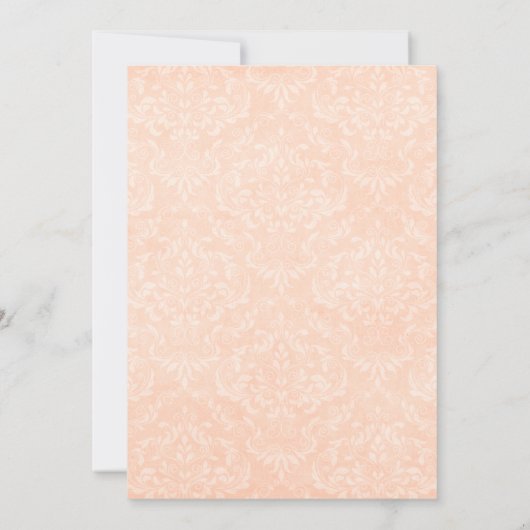 Perzik & Witte Damast Huwelijksjubileum Uitnodigin Kaart (Achterkant)