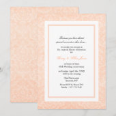 Perzik & Witte Damast Huwelijksjubileum Uitnodigin Kaart (Voorkant / Achterkant)