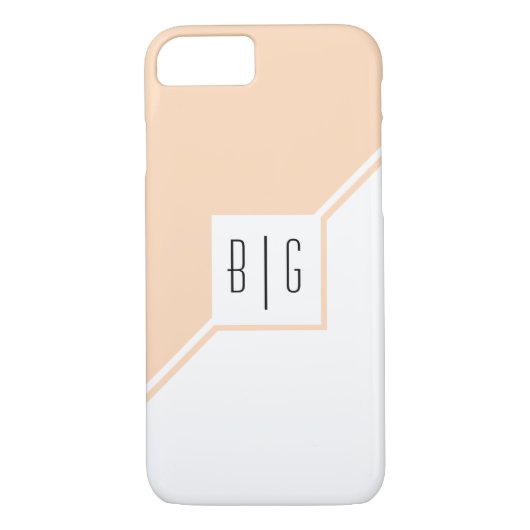 Perzik, witte driehoeken, monogram moderne geometr Case-Mate iPhone case (Achterkant)