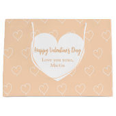 Perzik witte harten Valentijnsdag Groot Cadeauzakje (Voorkant)