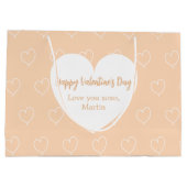 Perzik witte harten Valentijnsdag Groot Cadeauzakje (Achterkant)