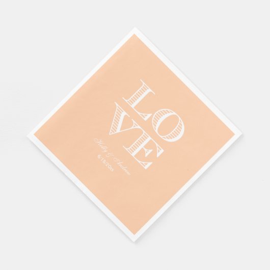 Perzik, Witte LOVE servetten (Hoek)