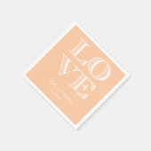 Perzik, Witte LOVE servetten (Hoek)