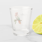 Perzik Witte Mint Parkiet Vogel Shot Glas (Achterkant)