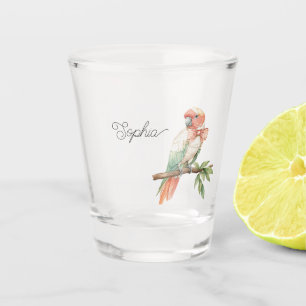 Perzik Witte Mint Parkiet Vogel Shot Glas