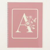 Perzik Witte monogram initiaal naam minimalistisch Planner (Voorkant)