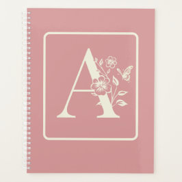 Perzik Witte monogram initiaal naam minimalistisch Planner