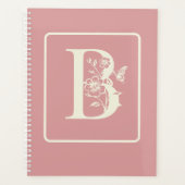 Perzik Witte monogram initiaal naam minimalistisch Planner (Voorkant)