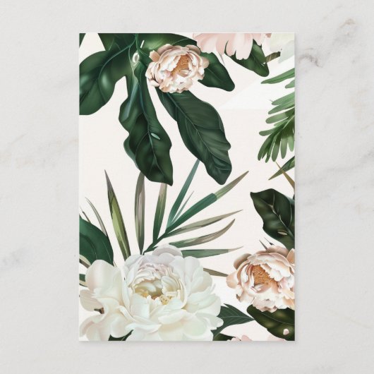 Perzik Witte Pioenen & Groene bladeren Bloemen bru Informatiekaartje (Achterkant)