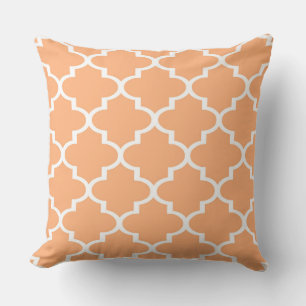 Perzik Witte Quatrefoil Lattice Kussen