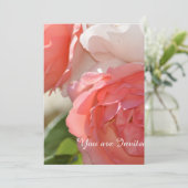 Perzik Witte Roos Bloem 50ste Verjaardag Kaart (Staand voorkant)