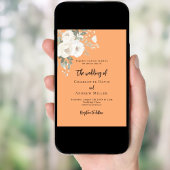 Perzik witte rozen bloemen bruiloft kaart