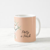 Perzik Witte Rozen Bloemstuk Strik Koffiemok (Voorkant rechts)