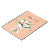 Perzik Witte Rozen Bloemstuk Strik Notitieboek (Linkerzijde)