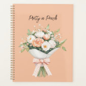 Perzik Witte Rozen Bloemstuk Strik Planner (Voorkant)