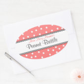 Perzik & Witte Stippen-Zakelijk Logo-snoep Ovale Sticker (Envelop)