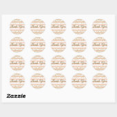 Perzik Witte Streep Goud Confetti Feest Bedankt Ronde Sticker (Vel)