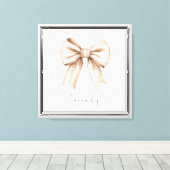 perzik witte strik canvas afdruk (Insitu (Houten vloer))