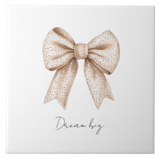 perzik witte strik tegeltje (Voorkant)