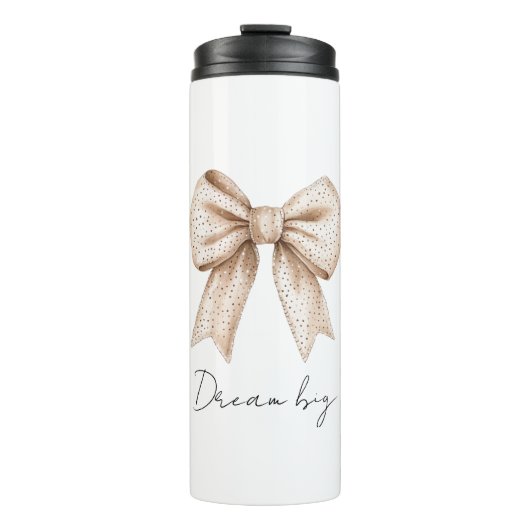 perzik witte strik thermosbeker (Voorkant)