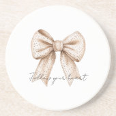 Perzik Witte Strik Zandsteen Onderzetter (Voorkant)