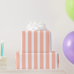Perzik & Witte Verticale Streep Inpakpapier