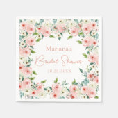 Perzik Witte Waterverf Bloem Bruiloftsborrel Servet (Voorkant)