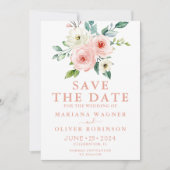 Perzik Witte Waterverf Bloemige Save the Date Kaart (Voorkant)