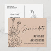 PERZIK WOESTIJNCACTUS VETBLAD TEKENING TROUWKAARTJ AANKONDIGINGSKAART (Voorkant / Achterkant)