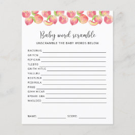 Perzik Woord Puzzel | Baby Shower Spel
