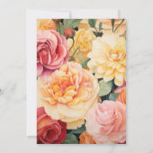 Perzik, zacht geel en stoffig Roos Bloemenbruiloft Kaart (Achterkant)