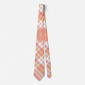 Perzik, zalm en witte plaid stropdas (Voorkant)