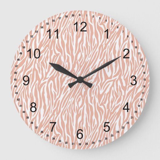 Perzik Zebra Print Grote Klok (Voorkant)