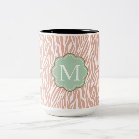 Perzik Zebra Print Tweekleurige Koffiemok (Center)