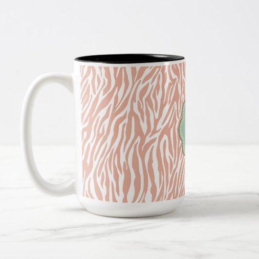 Perzik Zebra Print Tweekleurige Koffiemok (Links)
