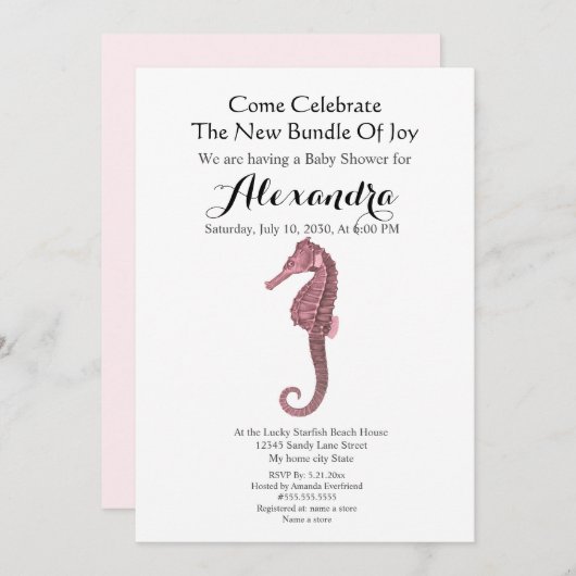 Perzik Zeepaardje Roze Meisje Bloemenkindercadeau (Voorkant / Achterkant)