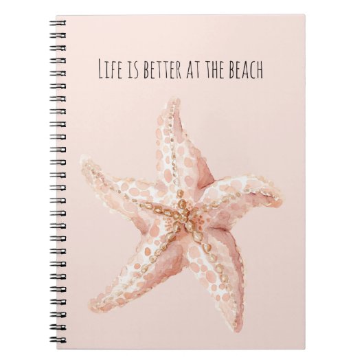 Perzik Zeester Beter op Strand Notitieboek (Voorkant)