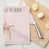 Perzik Zeester Beter op Strand Theedoek (Quarter Fold)