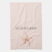 Perzik Zeester Beter op Strand Theedoek (Verticaal)