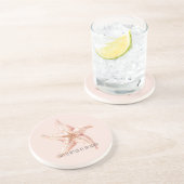 Perzik Zeester Beter op Strand Zandsteen Onderzetter (Zijkant)